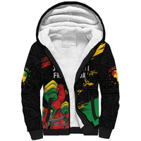 Personalized Juneteenth Freedom Day Sherpa Hoodie Raised Fist Black Power and Africa Pattern - Wonder Print Shop