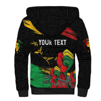 Personalized Juneteenth Freedom Day Sherpa Hoodie Raised Fist Black Power and Africa Pattern - Wonder Print Shop