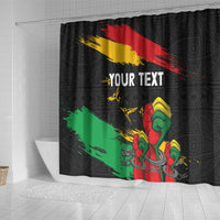 Personalized Juneteenth Freedom Day Shower Curtain Raised Fist Black Power and Africa Pattern