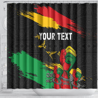 Personalized Juneteenth Freedom Day Shower Curtain Raised Fist Black Power and Africa Pattern