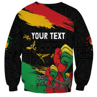 Personalized Juneteenth Freedom Day Sweatshirt Raised Fist Black Power and Africa Pattern - Wonder Print Shop