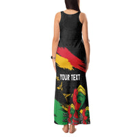 Personalized Juneteenth Freedom Day Tank Maxi Dress Raised Fist Black Power and Africa Pattern - Wonder Print Shop