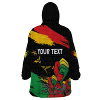 Personalized Juneteenth Freedom Day Wearable Blanket Hoodie Raised Fist Black Power and Africa Pattern - Wonder Print Shop