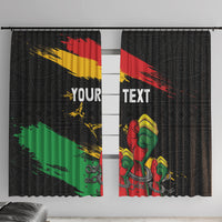 Personalized Juneteenth Freedom Day Window Curtain Raised Fist Black Power and Africa Pattern - Wonder Print Shop