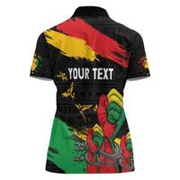 Personalized Juneteenth Freedom Day Women Polo Shirt Raised Fist Black Power and Africa Pattern - Wonder Print Shop