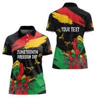 Personalized Juneteenth Freedom Day Women Polo Shirt Raised Fist Black Power and Africa Pattern - Wonder Print Shop