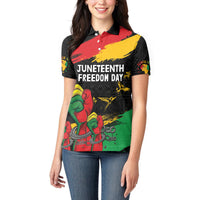 Personalized Juneteenth Freedom Day Women Polo Shirt Raised Fist Black Power and Africa Pattern - Wonder Print Shop