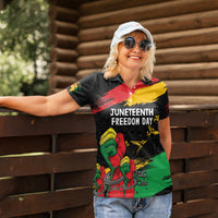 Personalized Juneteenth Freedom Day Women Polo Shirt Raised Fist Black Power and Africa Pattern - Wonder Print Shop
