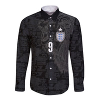 England National Football Custom Long Sleeve Button Shirt Lions Roar 2026 Glory Black