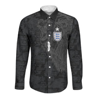 England National Football Custom Long Sleeve Button Shirt Lions Roar 2026 Glory Black