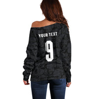 England National Football Custom Off Shoulder Sweater Lions Roar 2026 Glory Black