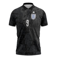 England National Football Custom Zipper Polo Shirt Lions Roar 2026 Glory Black