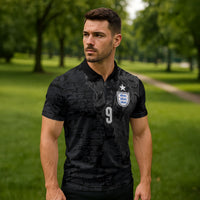 England National Football Custom Zipper Polo Shirt Lions Roar 2026 Glory Black