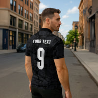 England National Football Custom Zipper Polo Shirt Lions Roar 2026 Glory Black