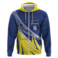 Curacao National Football Custom Hoodie Abstract Sharp Wave Pattern Sporty Style with Map