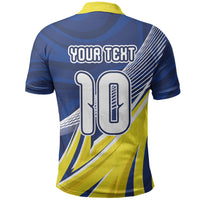 Curacao National Football Custom Polo Shirt Abstract Sharp Wave Pattern Sporty Style with Map