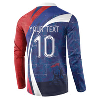 Haiti Football Custom Button Sweatshirt Abstract Graphic Style Patriotic