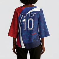 Haiti Football Custom Kimono Sleeve Blouse Abstract Graphic Style Patriotic