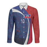 Haiti Football Custom Long Sleeve Button Shirt Abstract Graphic Style Patriotic