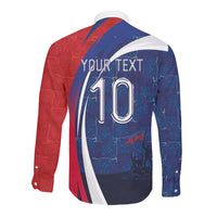 Haiti Football Custom Long Sleeve Button Shirt Abstract Graphic Style Patriotic