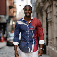 Haiti Football Custom Long Sleeve Button Shirt Abstract Graphic Style Patriotic