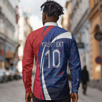 Haiti Football Custom Long Sleeve Button Shirt Abstract Graphic Style Patriotic