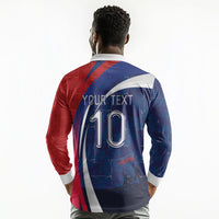 Haiti Football Custom Long Sleeve Polo Shirt Abstract Graphic Style Patriotic