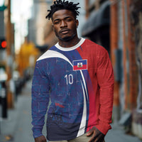 Haiti Football Custom Long Sleeve Shirt Abstract Graphic Style Patriotic