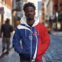 Haiti Football Custom Zip Hoodie Abstract Graphic Style Patriotic