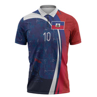Haiti Football Custom Zipper Polo Shirt Abstract Graphic Style Patriotic