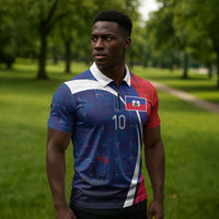 Haiti Football Custom Zipper Polo Shirt Abstract Graphic Style Patriotic