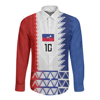Haiti Football Custom Long Sleeve Button Shirt Tribal African Abstract Graphic