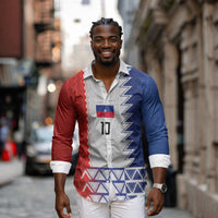 Haiti Football Custom Long Sleeve Button Shirt Tribal African Abstract Graphic