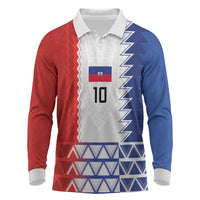 Haiti Football Custom Long Sleeve Polo Shirt Tribal African Abstract Graphic