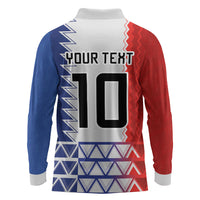 Haiti Football Custom Long Sleeve Polo Shirt Tribal African Abstract Graphic