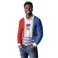 Haiti Football Custom Long Sleeve Polo Shirt Tribal African Abstract Graphic