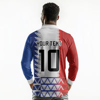 Haiti Football Custom Long Sleeve Polo Shirt Tribal African Abstract Graphic