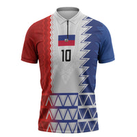 Haiti Football Custom Zipper Polo Shirt Tribal African Abstract Graphic