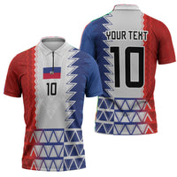 Haiti Football Custom Zipper Polo Shirt Tribal African Abstract Graphic