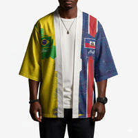 Haiti and Brazil Football Custom Kimono Splash Half Split
