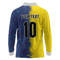 Haiti and Brazil Football Custom Long Sleeve Polo Shirt Splash Half Split