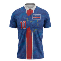 Cabo Verde Custom Zipper Polo Shirt Paint Brush Stroke Shark Pattern Map Design