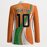 Cote D'Ivoire Football Custom Blazer Abstract Wave Pattern Tribal Sporty Style