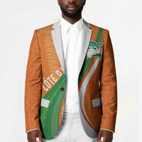 Cote D'Ivoire Football Custom Blazer Abstract Wave Pattern Tribal Sporty Style