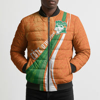 Cote D'Ivoire Football Custom Bomber Puffer Jacket Abstract Wave Pattern Tribal Sporty Style