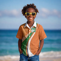 Cote D'Ivoire Football Custom Kid Hawaiian Shirt Abstract Wave Pattern Tribal Sporty Style