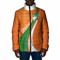 Cote D'Ivoire Football Custom Padded Jacket Abstract Wave Pattern Tribal Sporty Style