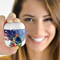 Guam and United States Together AirPods Case Bald Eagle and Guam Seal with Flower and Tribal Tattoos - Wonder Print Shop