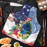 Guam and United States Together Apron Bald Eagle and Guam Seal with Flower and Tribal Tattoos - Wonder Print Shop