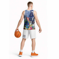 Guam and United States Together Basketball Jersey Bald Eagle and Guam Seal with Flower and Tribal Tattoos - Wonder Print Shop